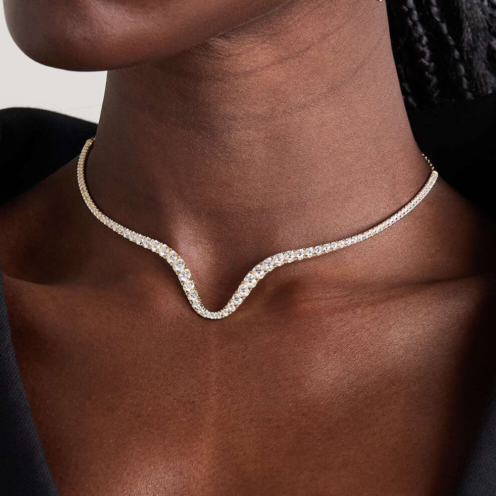 Hot Selling Simple Rhinestone Clavicle Necklace Niche Design Women's Silver Accessories