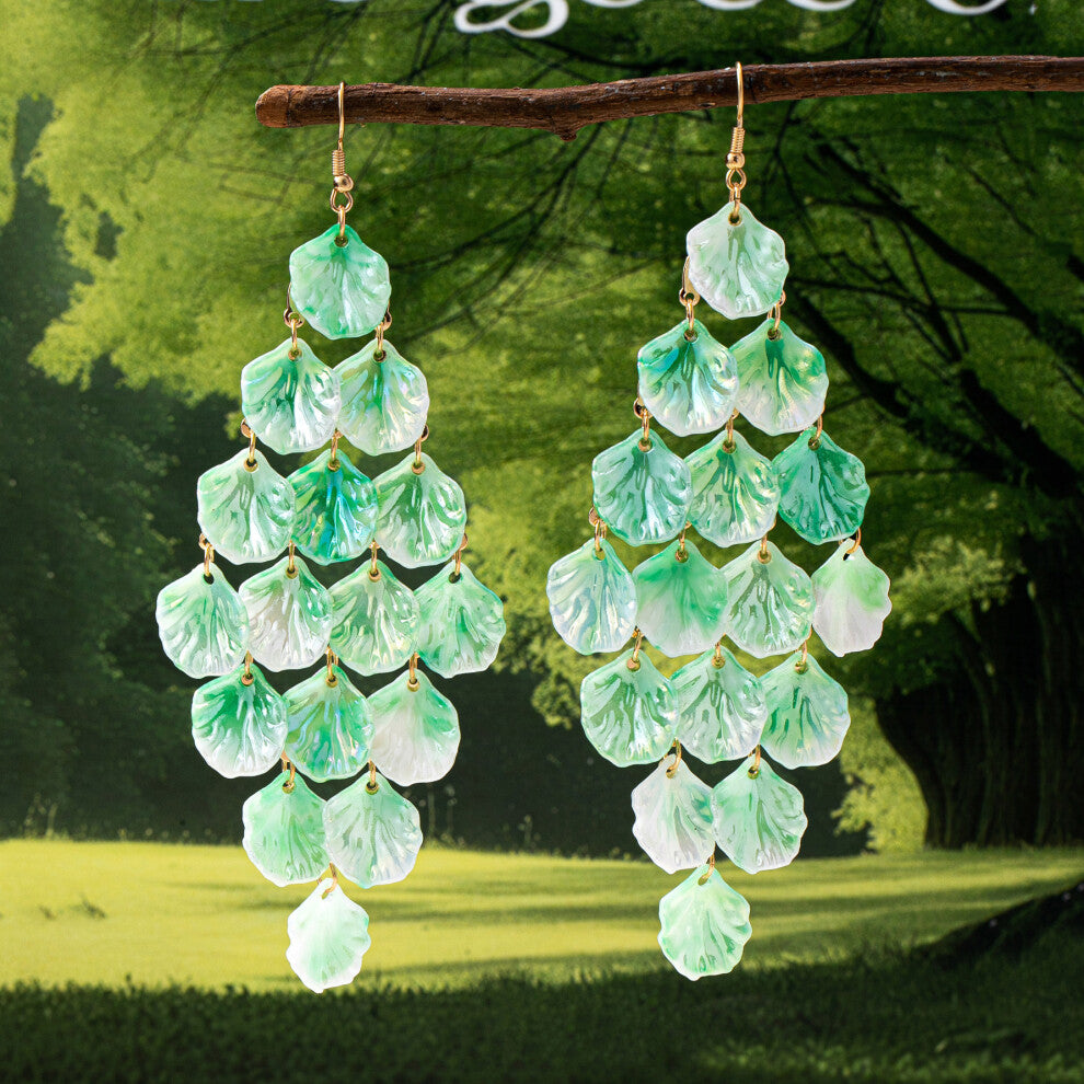 Hot Selling Exaggerated Creative Tassel Multi-Layer Glitter Earrings YLC-ES-2289 Green for Women's Party