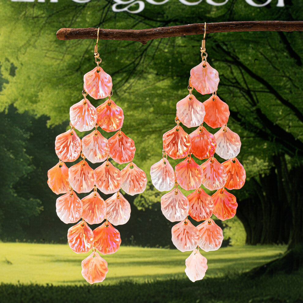 Hot Selling Exaggerated Creative Tassel Multi-Layer Glitter Earrings YLC-ES-2291 Pink for Women's Banquet Party