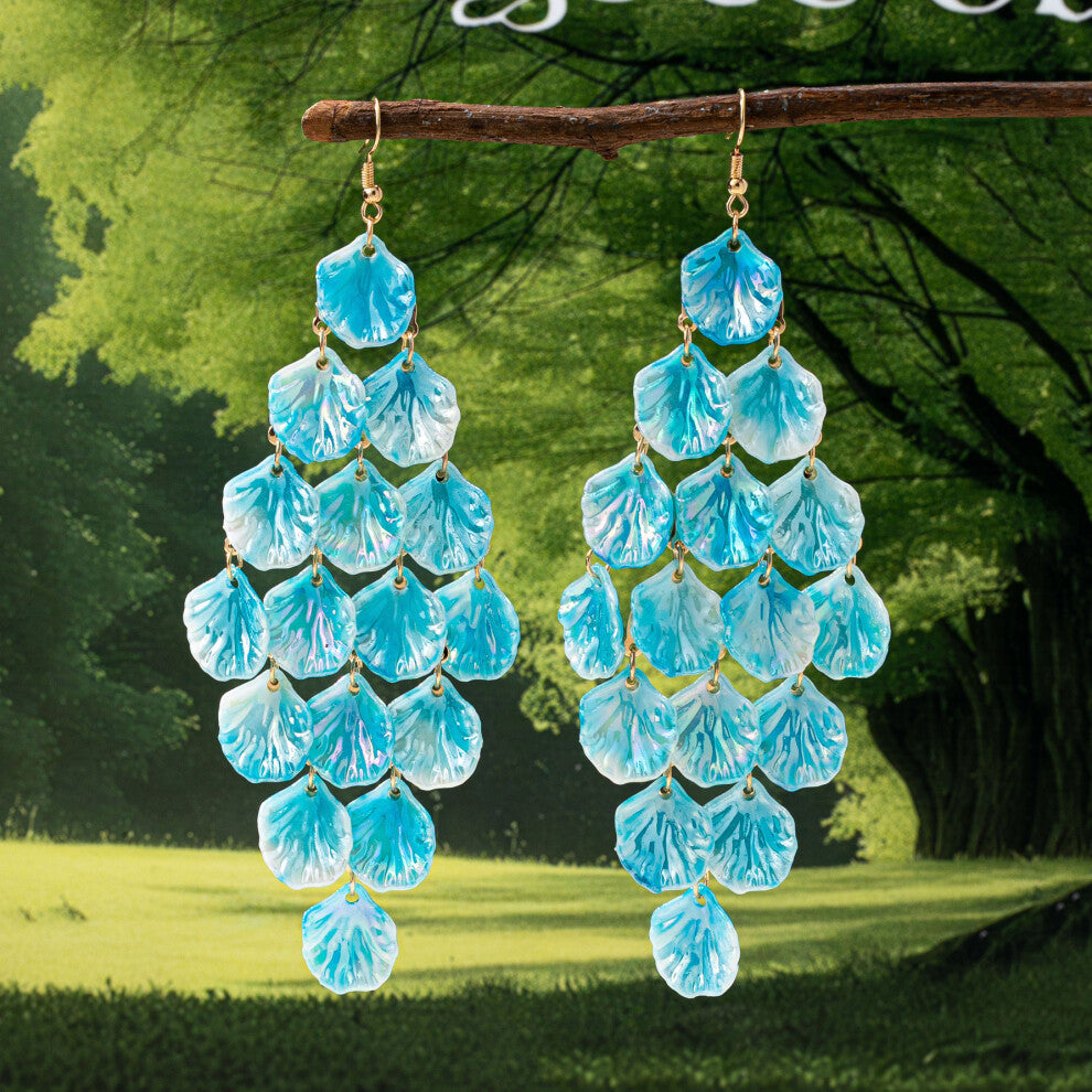 Hot Selling Exaggerated Creative Tassel Multi-Layer Glitter Earrings YLC-ES-2290 Blue for Women's Banquet Party