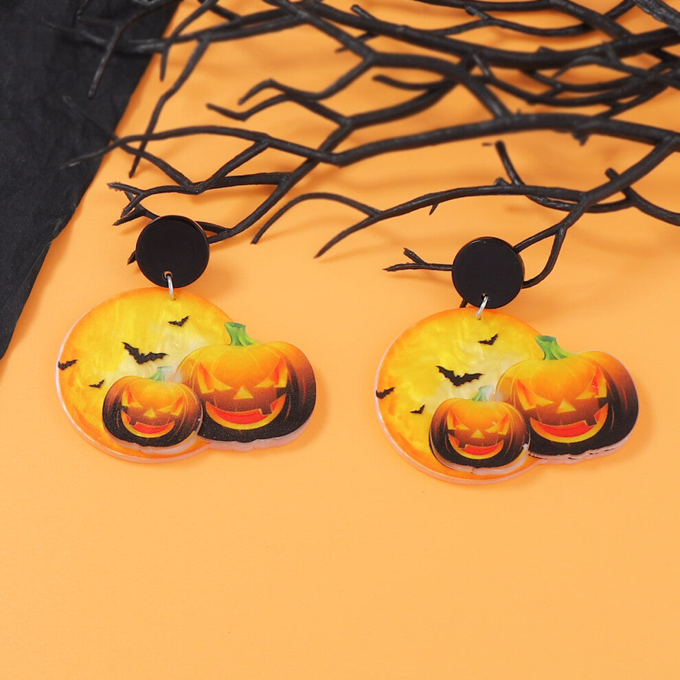 Halloween Simple Niche Creative Cartoon Acrylic Dark Pumpkin Earrings Holiday Women's Accessories Yellow