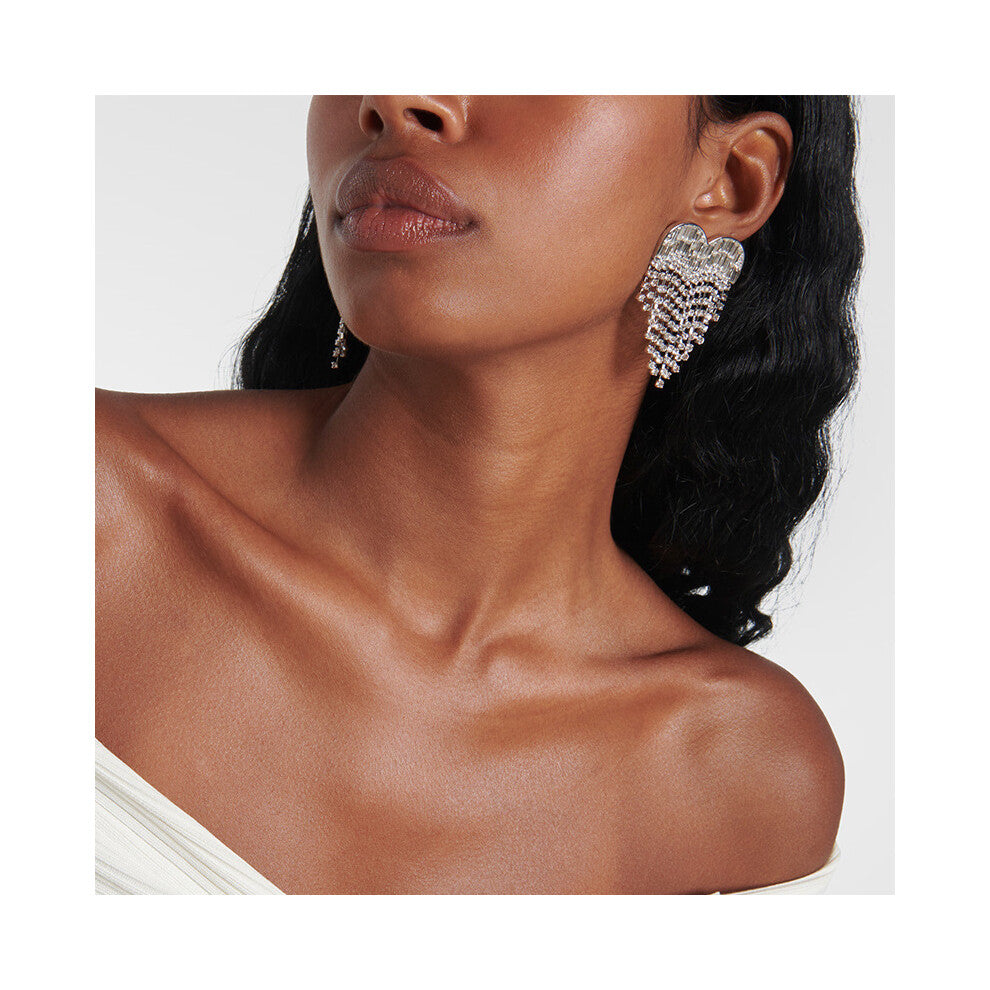 New Love Tassel Earrings Temperamental Rhinestone Catwalk Accessories for Women Gold