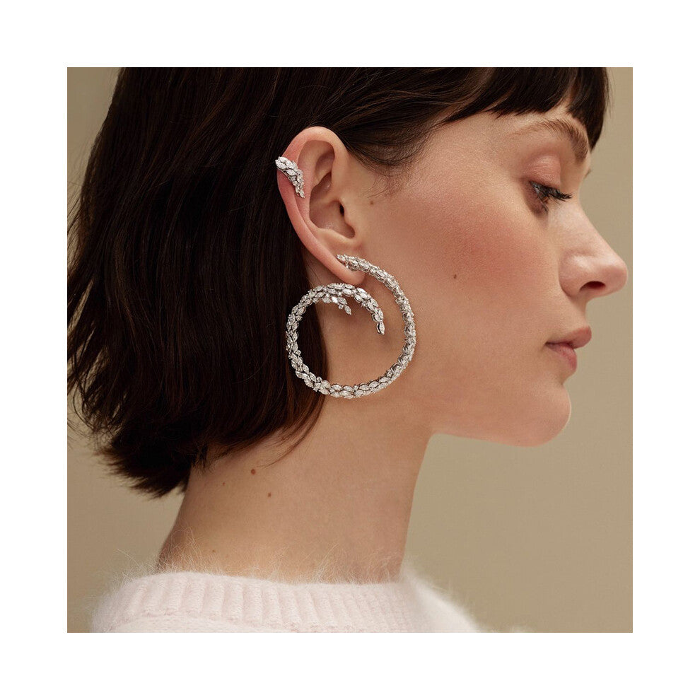 New Geometric Circle Earrings Luxury Zircon Design Flash Accessories for Women T1 Silver