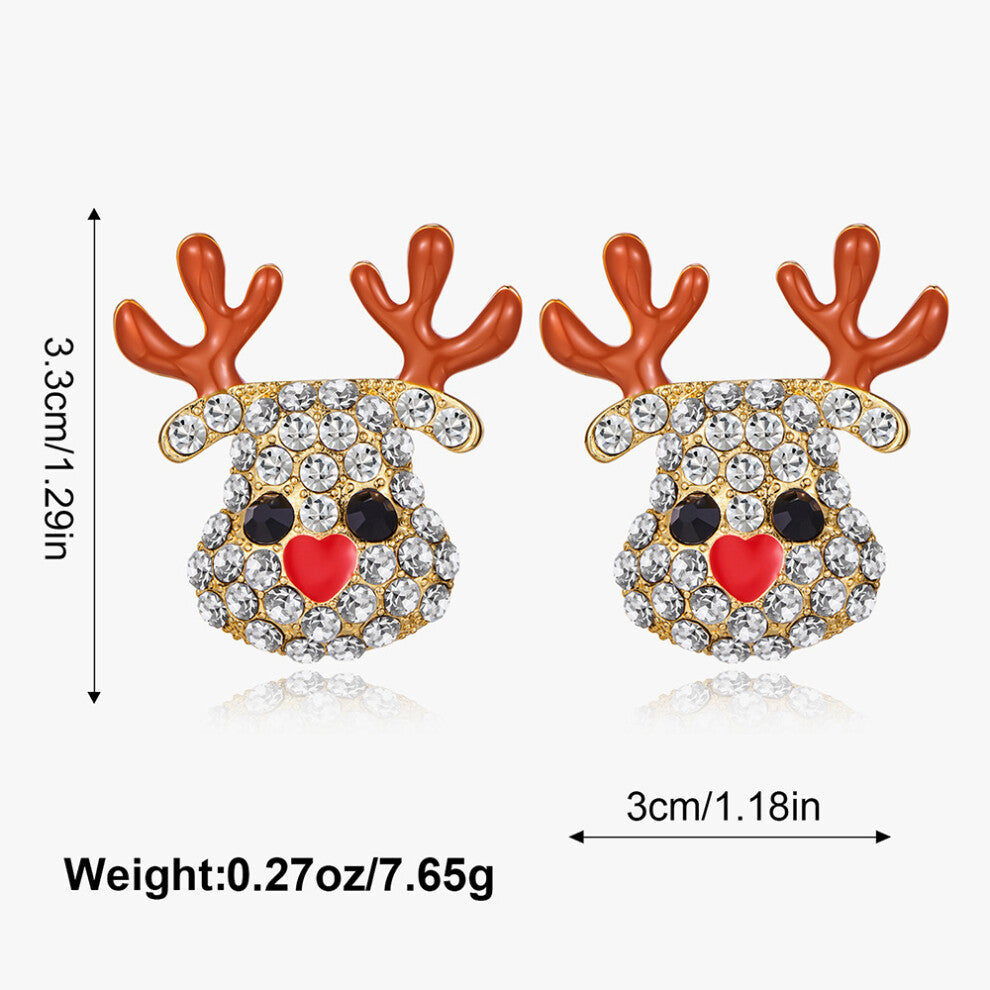 Alloy Rhinestone Christmas Earrings Santa Snowman Tree Accessories EG230156A