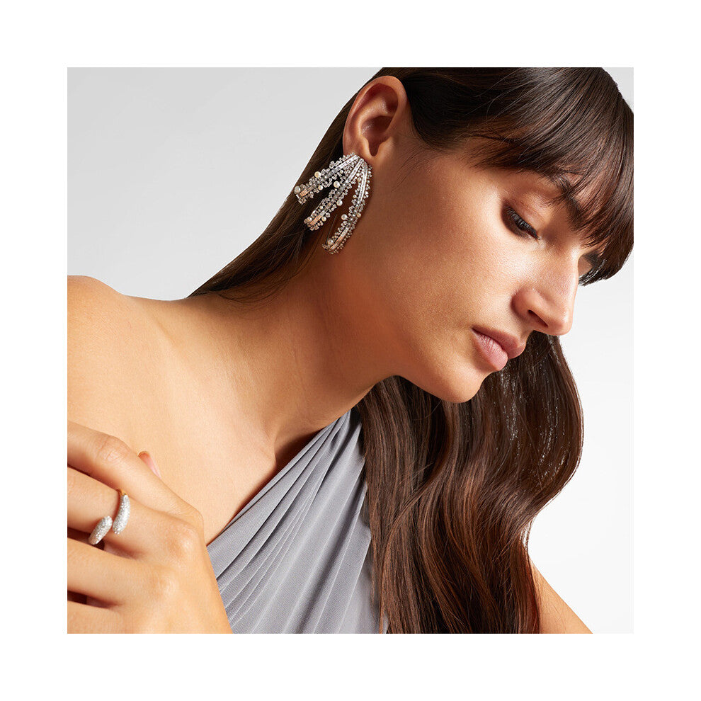 Exaggerated Geometric Rhinestone Earrings Personalized Silver Accessories for Women