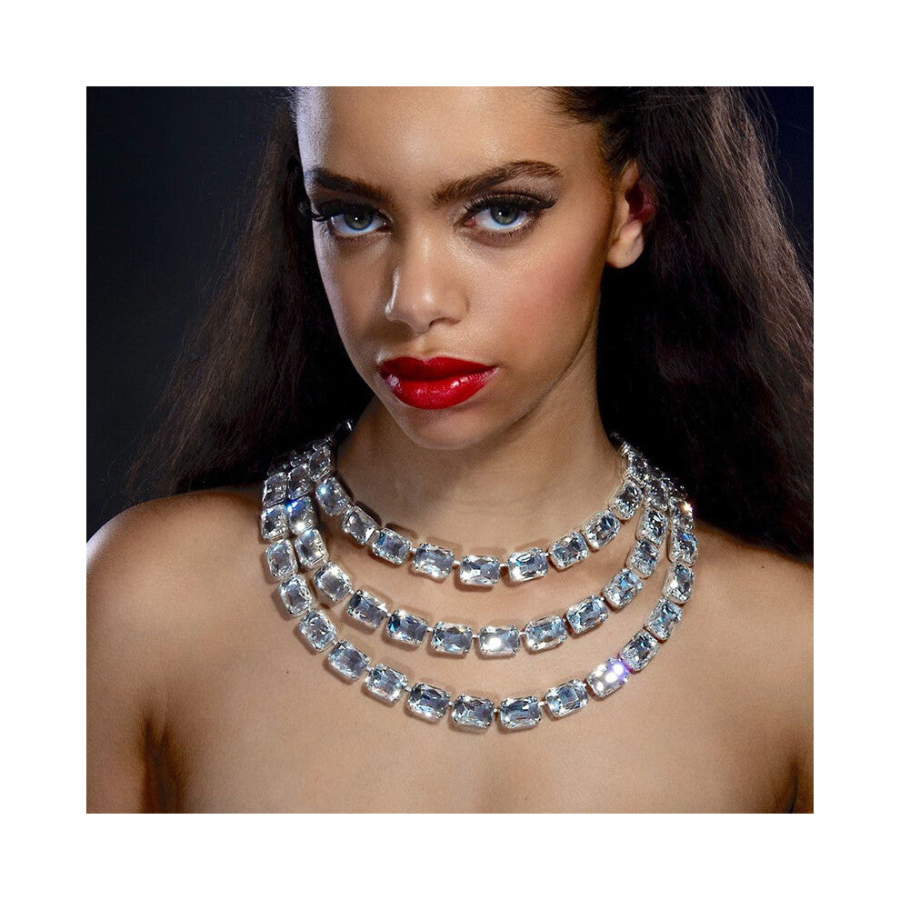 Hot Selling Multi-Layer Geometric Necklace Exaggerated Rhinestone Clavicle Chain Luxury Party Accessories for Women Gold