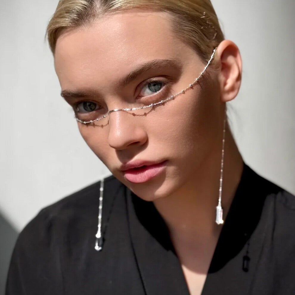 Gold Beaded Tassel Face Necklace Simple Facial Accessories for Women