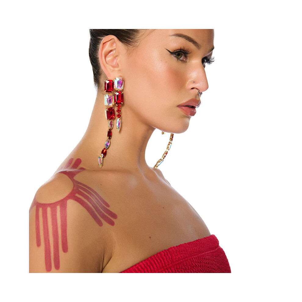 Hot Selling Colored Diamond Tassel Earrings, Designer Rhinestone Earrings, Niche Gold Accessories for Women