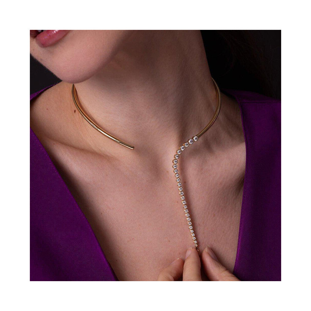 Women's New Tassel Necklace, High-End Rhinestone Personalized Street Style Gold Accessories