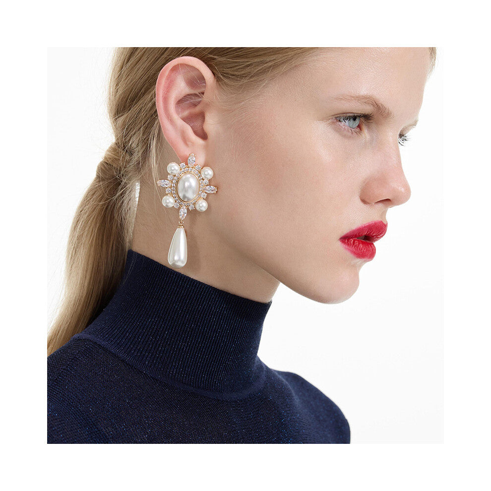 New Diamond Drop Earrings Niche Design Pearl Earrings Gold Accessories for Women