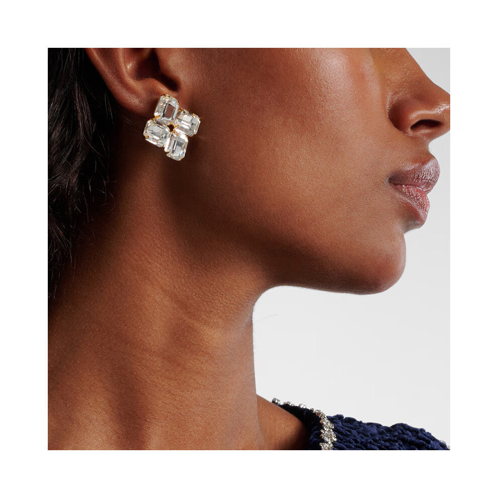 Geometric Square Rhinestone Earrings Gold Flash Daily Accessories for Women