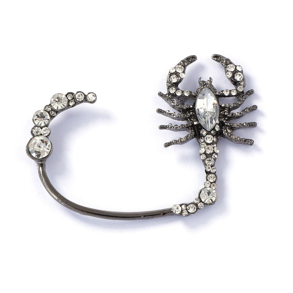 Dark Halloween Simple Exquisite Full Diamond Alloy Scorpion Earrings Antique Silver Ear Hooks Female Accessories