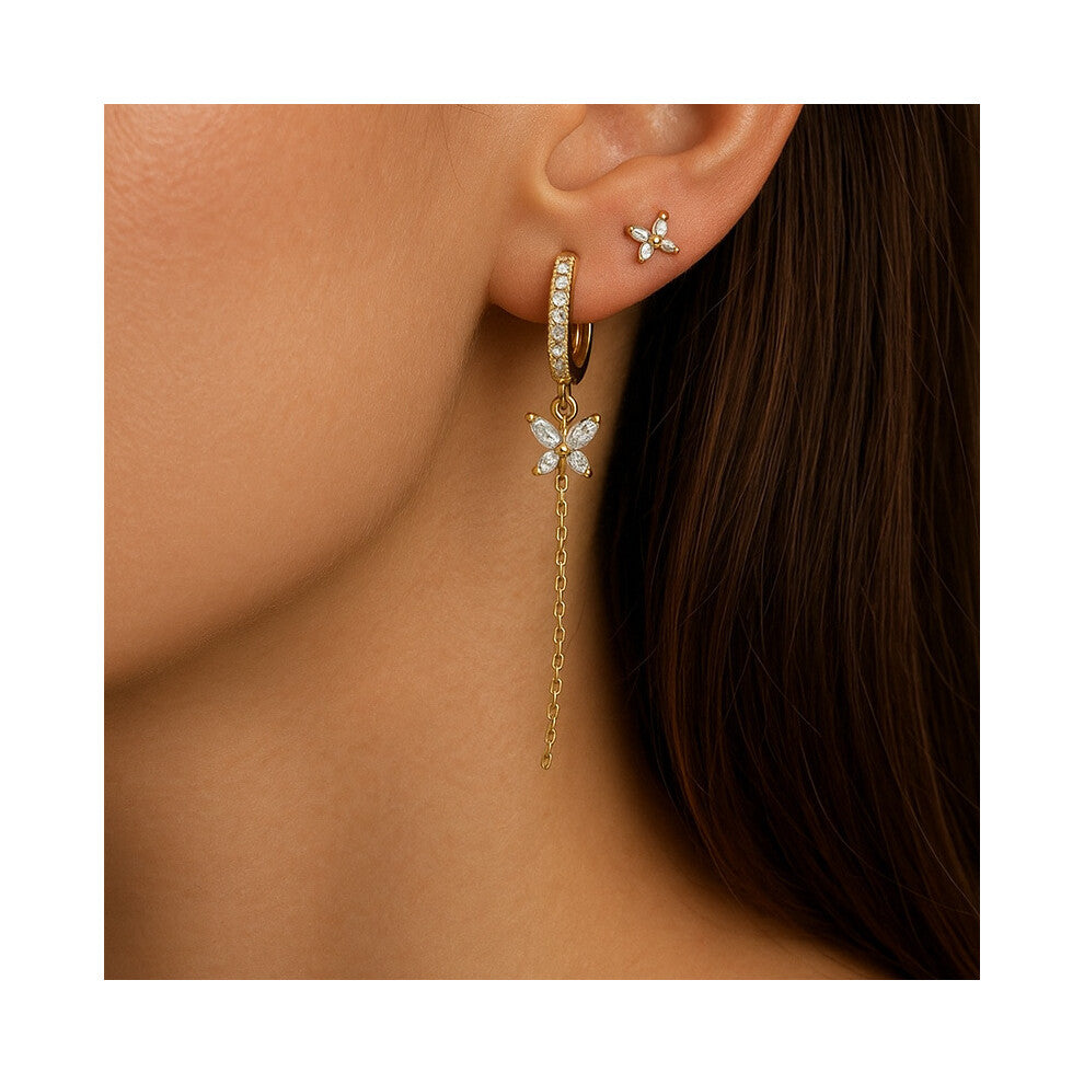 Butterfly Tassel Earrings Sweet Cool Flash Simple Gold Accessories for Women