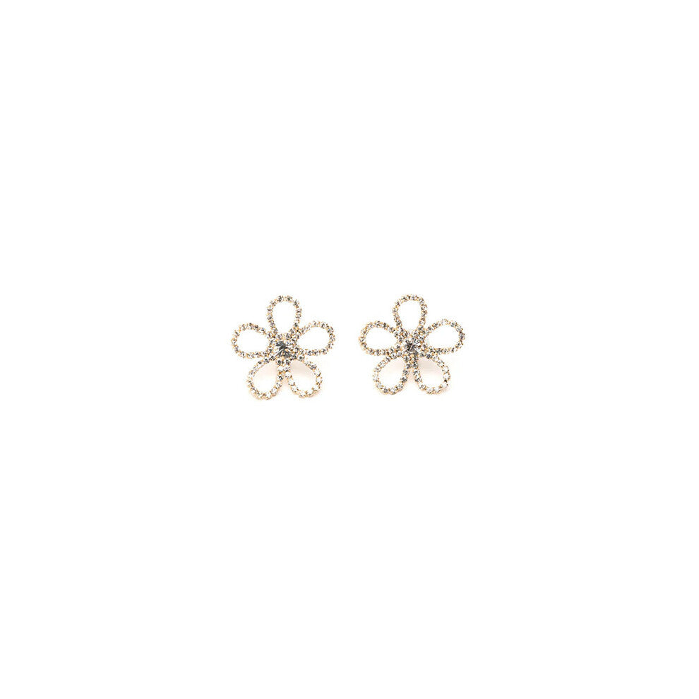 New Flower Earrings High-End Rhinestone Earrings Flash Party Accessories for Women T2 Gold Plating
