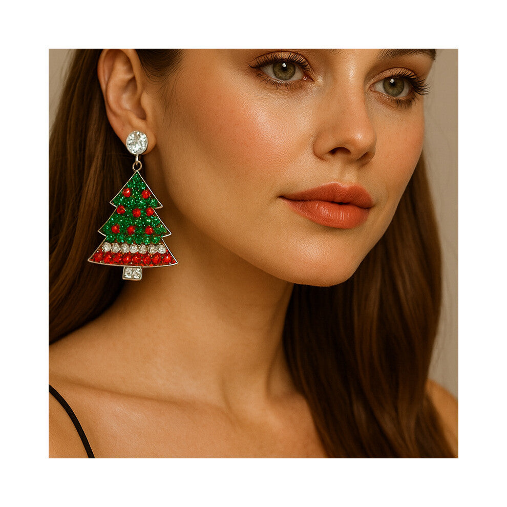 New Christmas Rhinestone Earrings, Flashing Gold-Plated T3 All-Match Accessories for Women