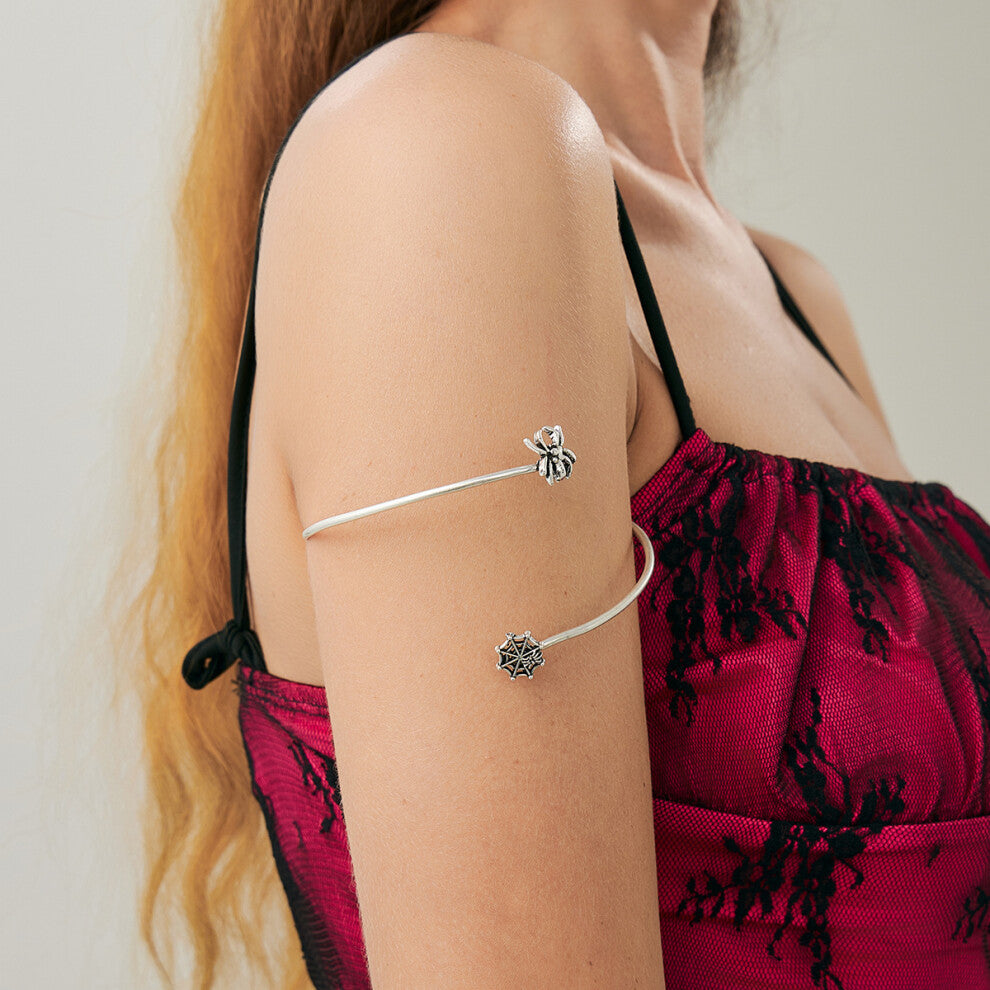 Dark Gothic Jewelry Armband Halloween Insect Bat Element Ladies Antique Silver Bracelet-0403