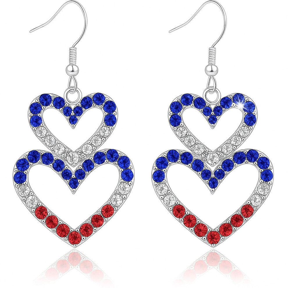Hot American Flag Rhinestone Cross Earrings Gold Plated Women's Accessories