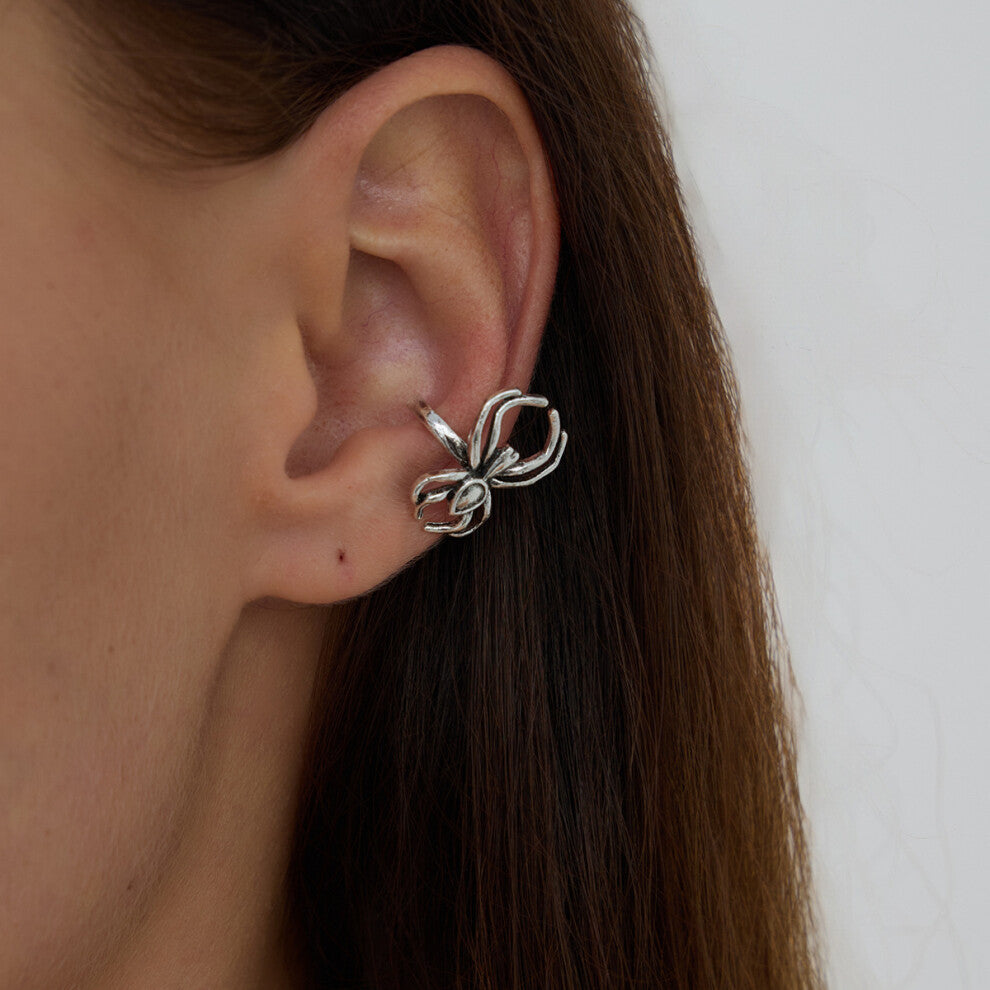 Dark Gothic Halloween Ear Clips, Personalized Antique Silver Irregular Ladies Earrings-03735