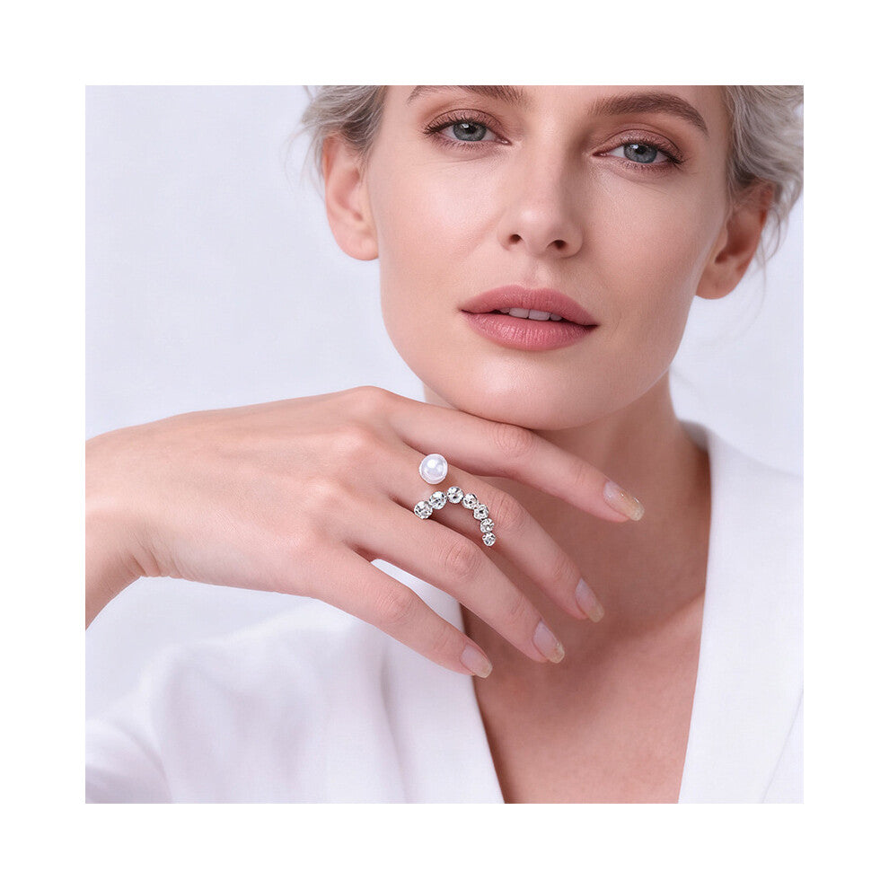 Geometric Rhinestone Open Ring Gold Women's Accessories