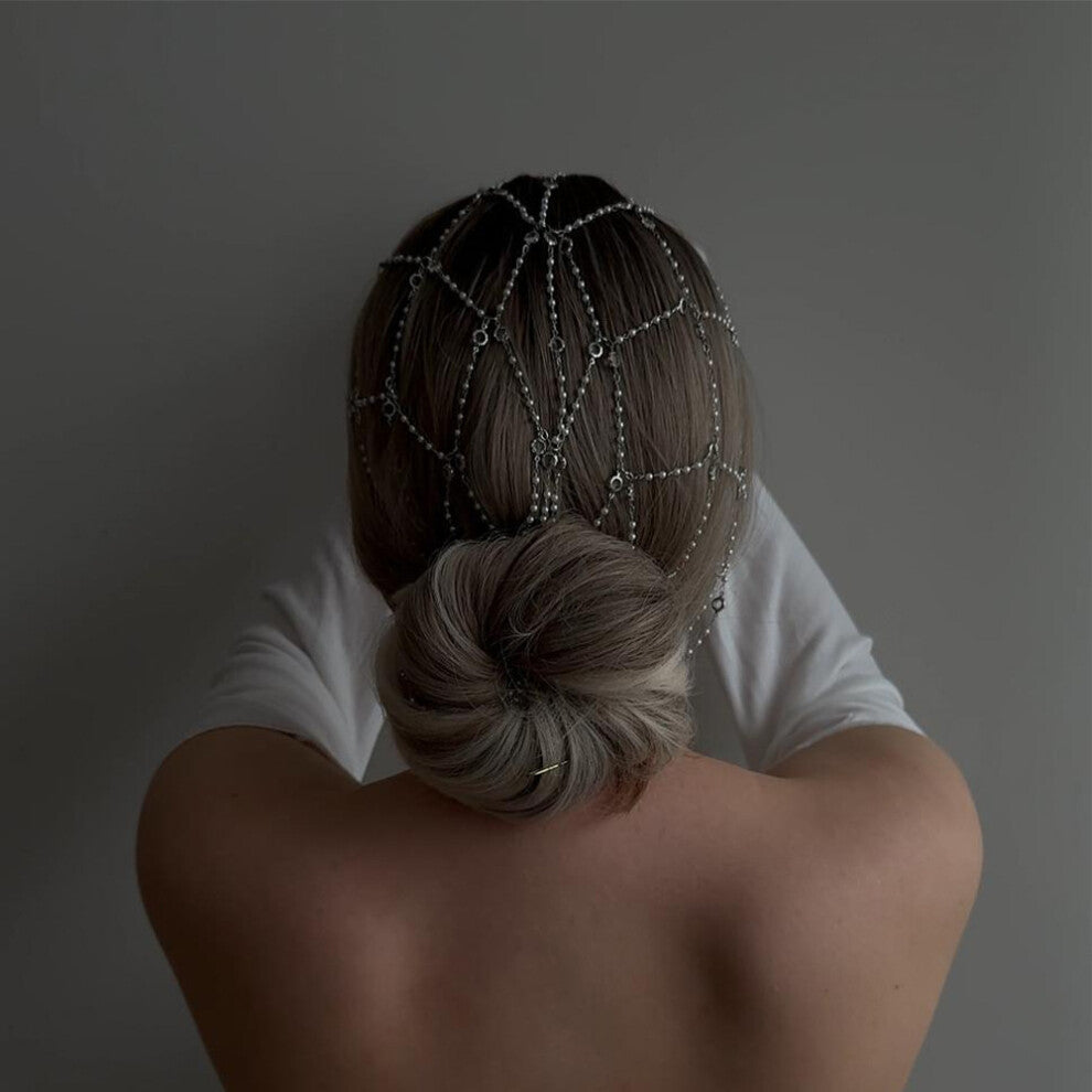 Golden Plated Mesh Tassel Diamond Headband Fairy Hair Accessories