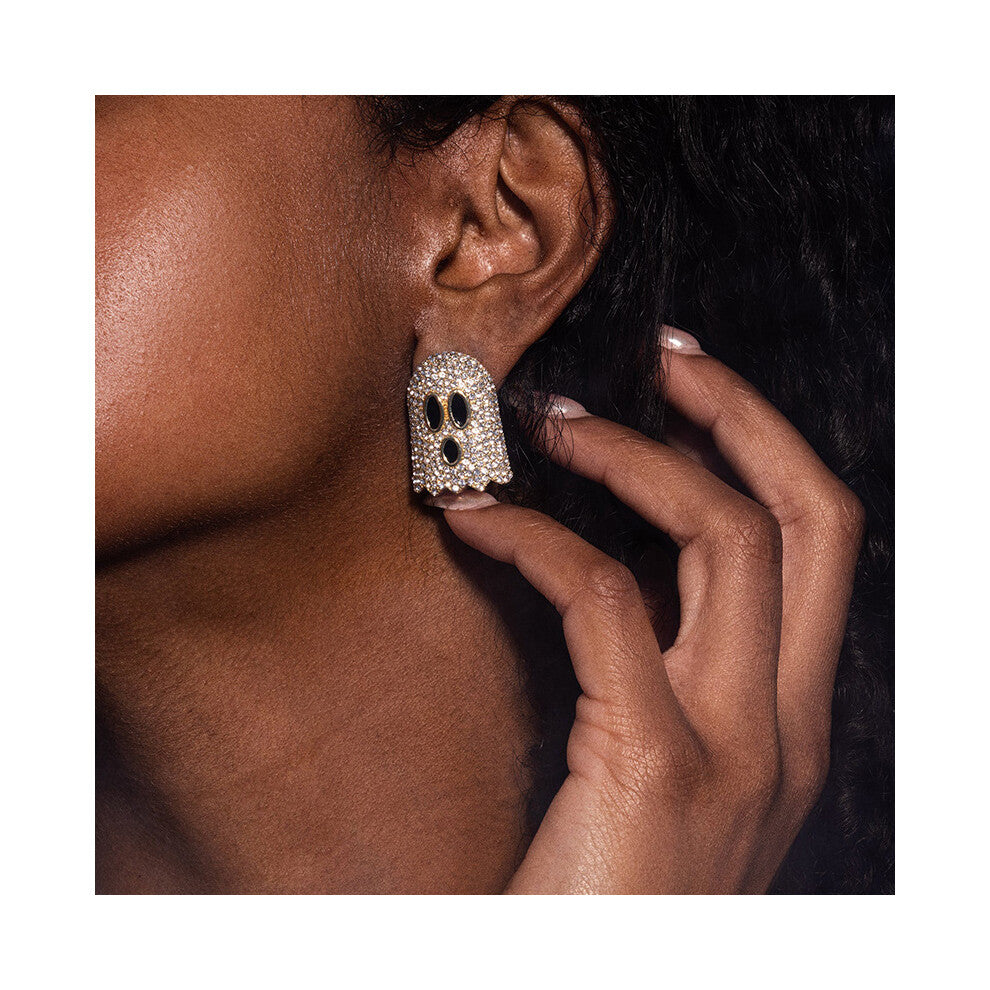 New Ghost Earrings High-End Simple Rhinestone Flash Halloween Accessories for Women Gold