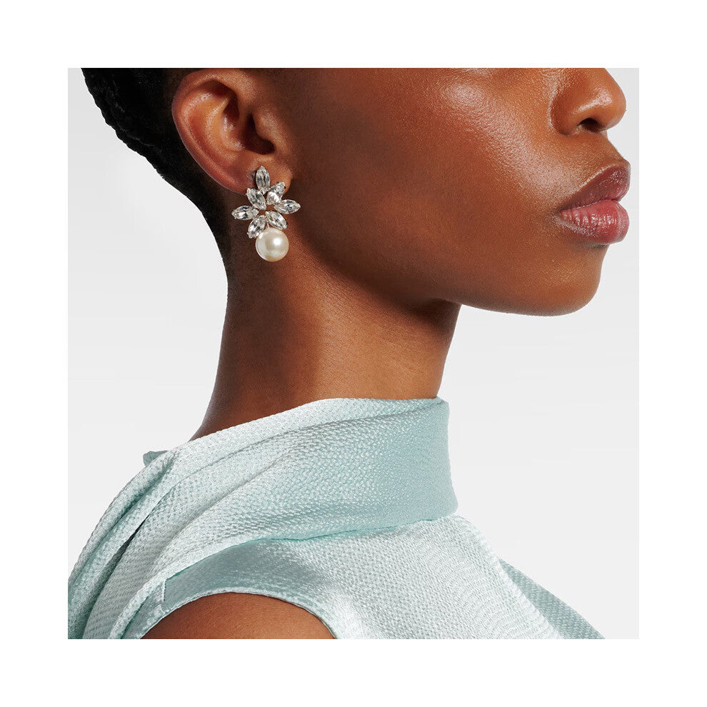 Exquisite Flower Zircon Earrings Glitter Niche Design Silver Accessories for Women