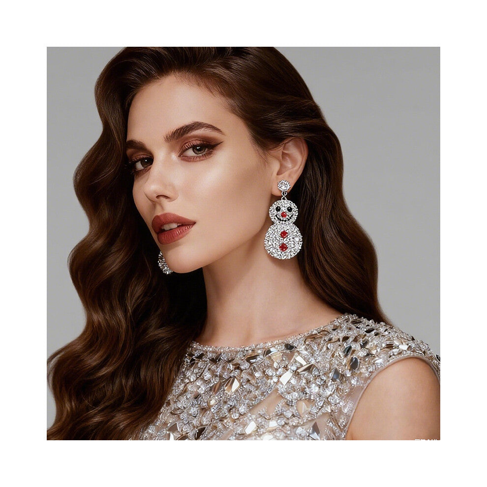 New Snowman Earrings Christmas Party Rhinestone Earrings Gold Accessories for Women