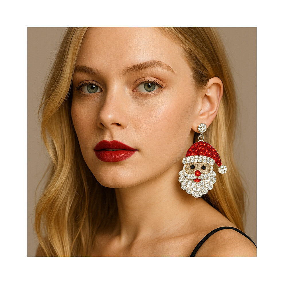 New Christmas Rhinestone Earrings, Flashing All-Match Women's Accessories T2 Silver