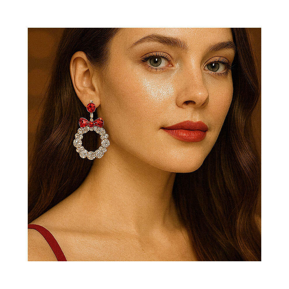 New Christmas Rhinestone Earrings, Flashing All-Match Women's Accessories T4 Silver