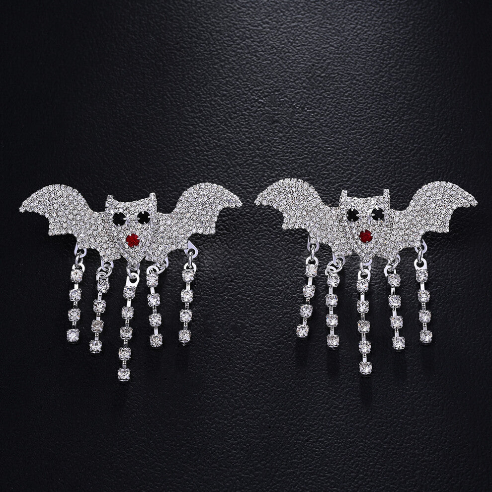 New Halloween Ghost Earrings Exaggerated Design Rhinestone Earrings Personality Accessories for Women T4 Gold Plating