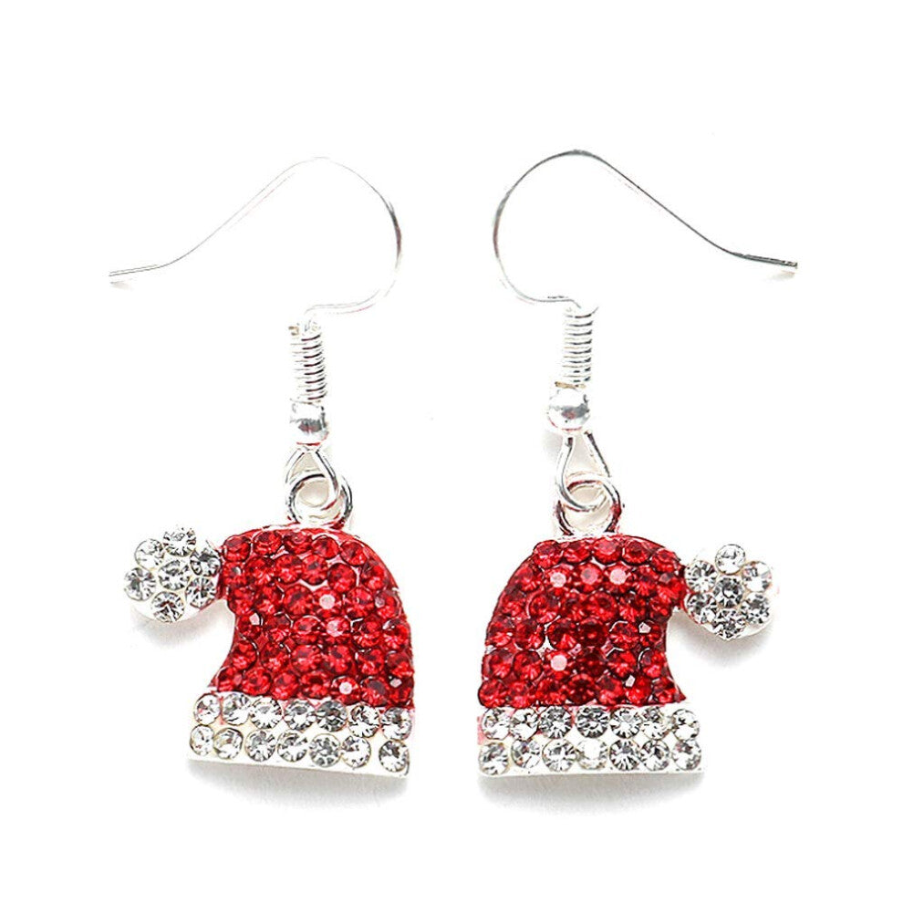 (A) Christmas women's earrings, crystal Santa Claus bell hat pendants, holiday party accessory jewelry, cute holiday equipment accessories