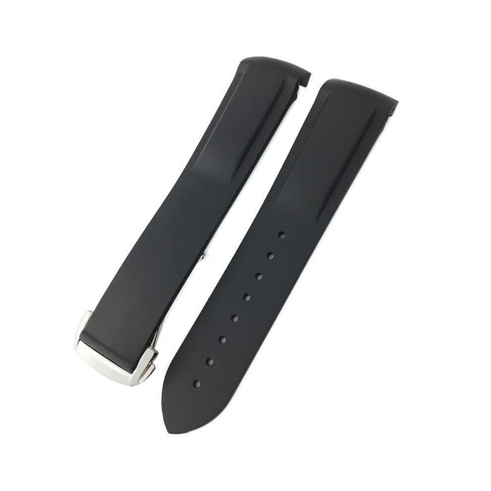 Rubber Silicone Watch Strap for Omega Seamaster GMT Diver 300 Speedmaster 20mm 22mm Black Compatible with Omega Watches