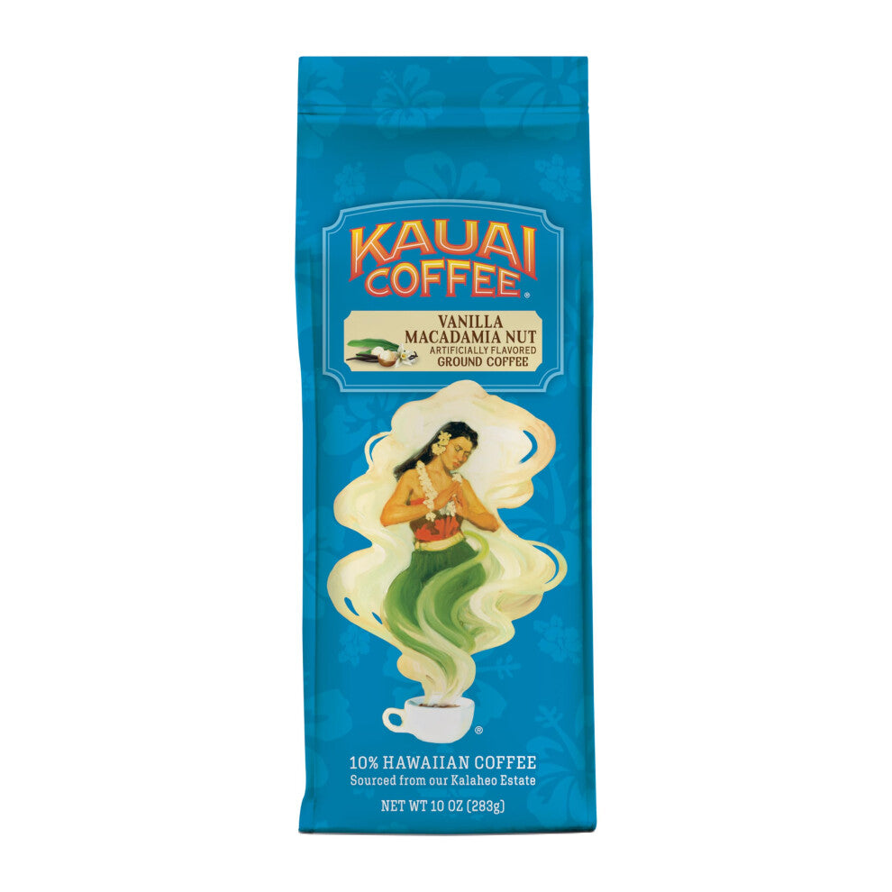 Kauai Coffee Vanilla Macadamia Nut Hawaiian Premium Ground Coffee 283g Bag