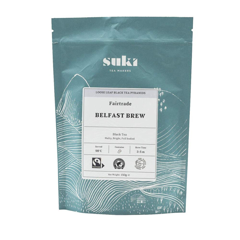 Suki Tea Belfast Brew - Pack of 50 Pyramid Tea Bags - Indian Assam and East African Black Tea Blend - Full Flavoured - Fairtrade - Great Taste -