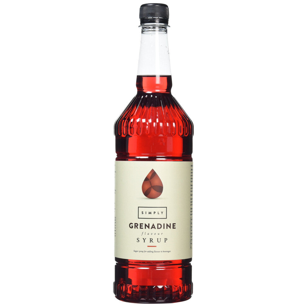 Simply Grenadine Syrup, Vegan & Nut Free Flavoured Syrup for Coffee, Cocktails & Baking (1 Litre)