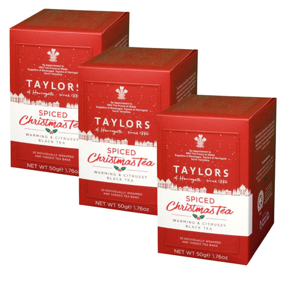 Taylors of Harrogate Spiced Christmas Tea 3 x 20 Wrapped & Tagged Tea Bags