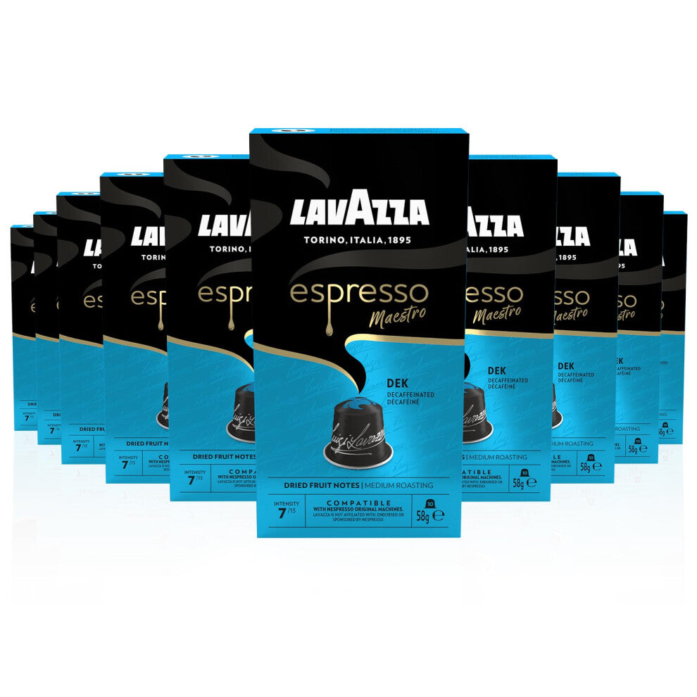 Lavazza, Espresso Maestro Dek, 100 Aluminium Capsules Compatible with Nespresso Original Machines, Chocolate and Dried Fruit Notes, Arabica & Robusta,