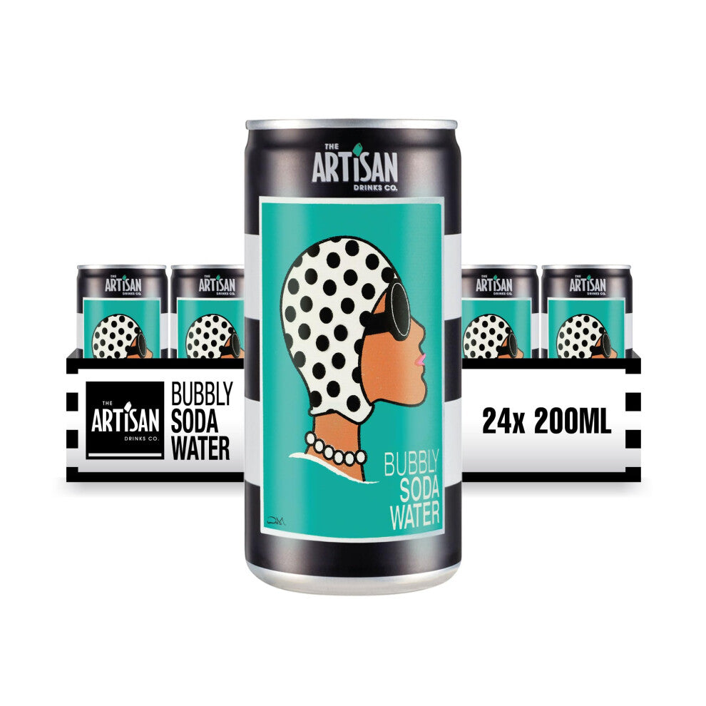 The Artisan Drinks Company Bubbly Soda Water - 200mlx24 Soda Water Cans - Soda Water Multipack - Zero Calories - Enhances a Range of Quality Spirits