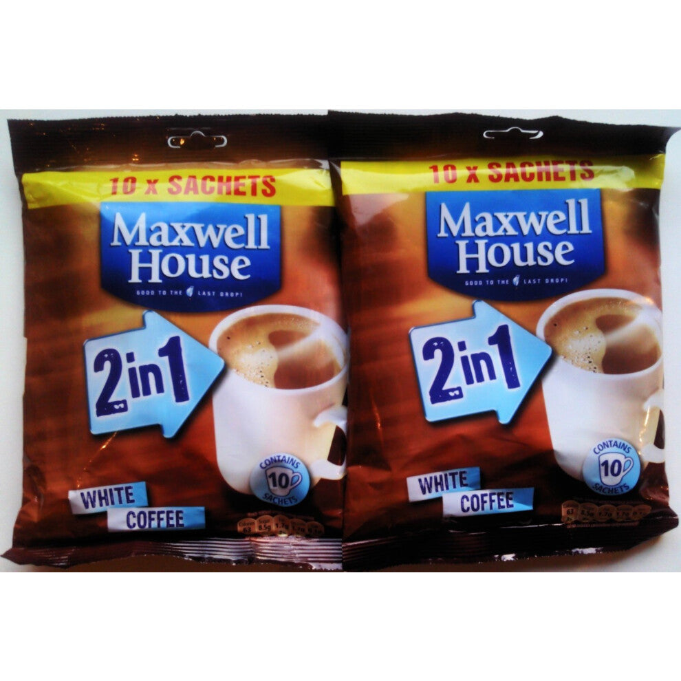 Maxwell House 2 in 1 White Coffee - 10 x 10 sachets