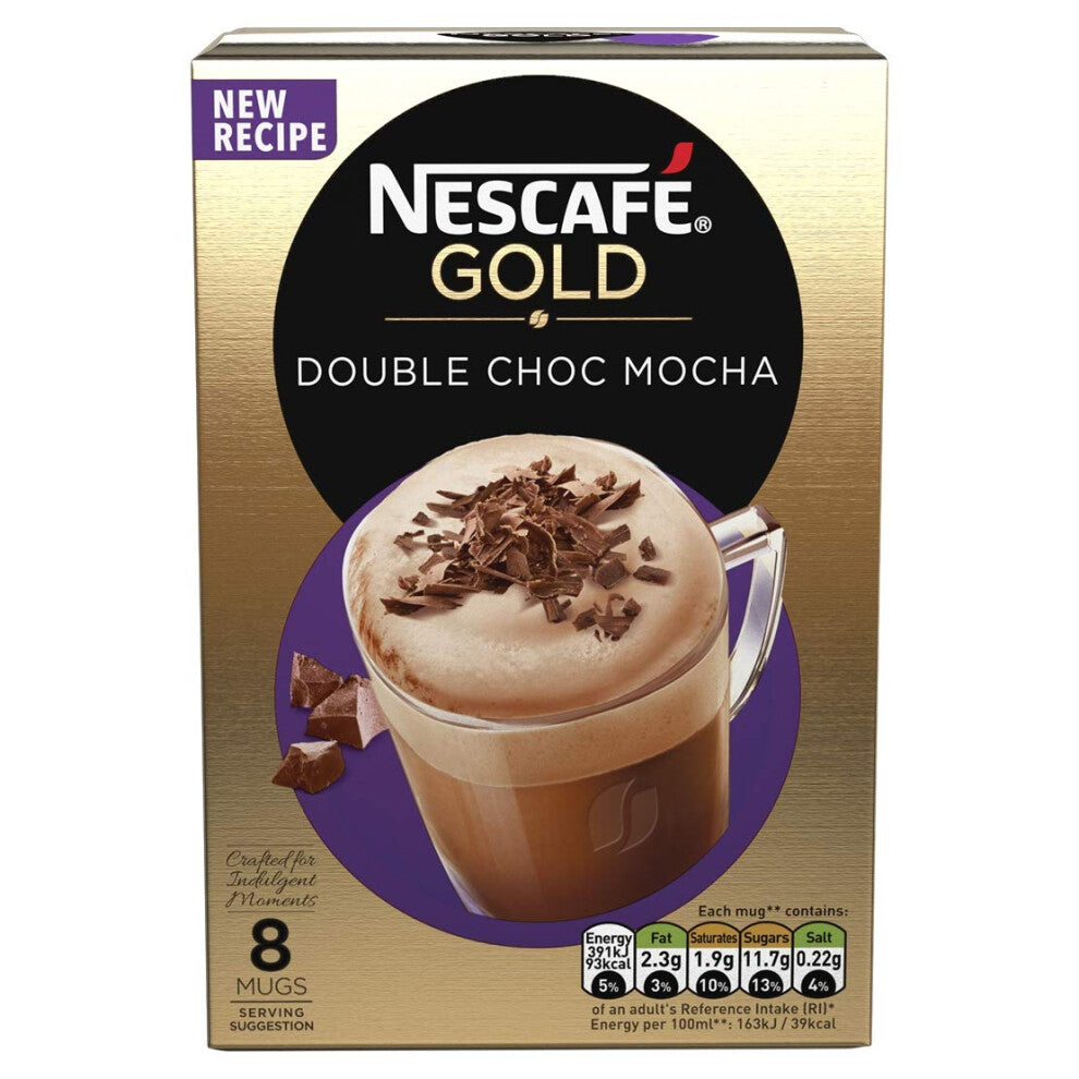 NESCAF? GOLD Double Choc Mocha Coffee, 8 Sachets (Pack of 6, Total 48 Sachets)