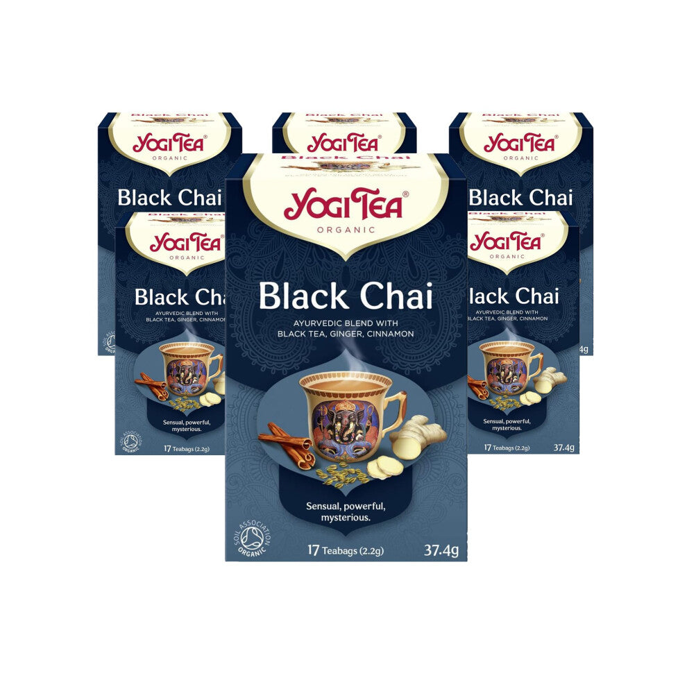 Yogi Tea, Black Chai, Organic Herbal Tea, Blend of Black Tea, Ginger and Cinnamon, 6 Packs x 17 Tea Bags (102 Teabags Total)