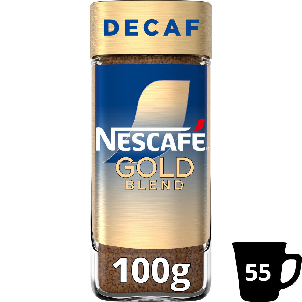 NESCAF? Gold Blend Decaf Premium Instant Coffee, Rich Aroma and Smooth Taste Gold Blend Decaf Coffee, 100g (Pack of 6)
