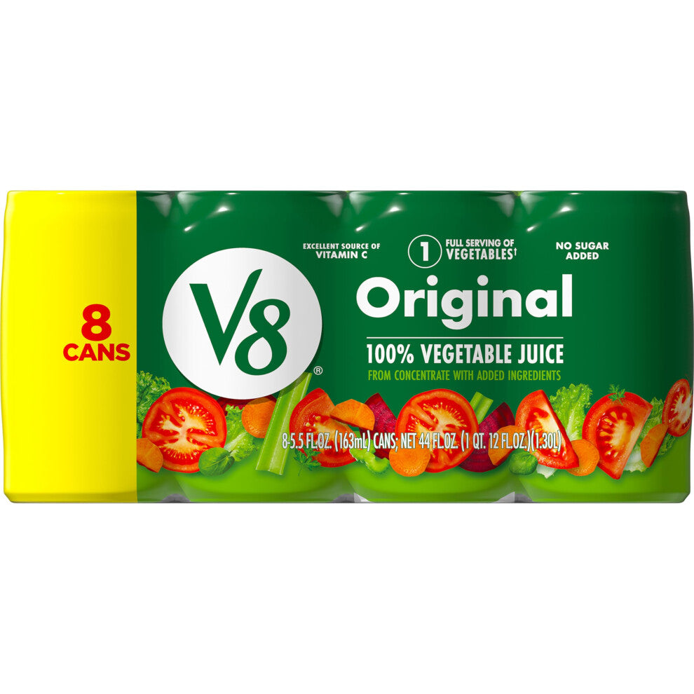 V8 Original 100% Vegetable Juice, 5.5 Ounce Can, 8 Count