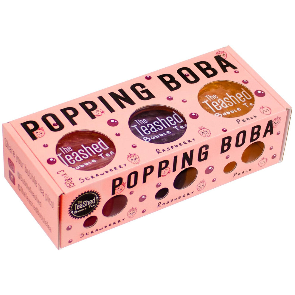 Popping Boba Set for Bubble Tea | Boba Kit Gift Set Contains 3 Flavours of Boba Pearls Making 9 Servings With 9 Paper Straws | Strawberry, Raspberry