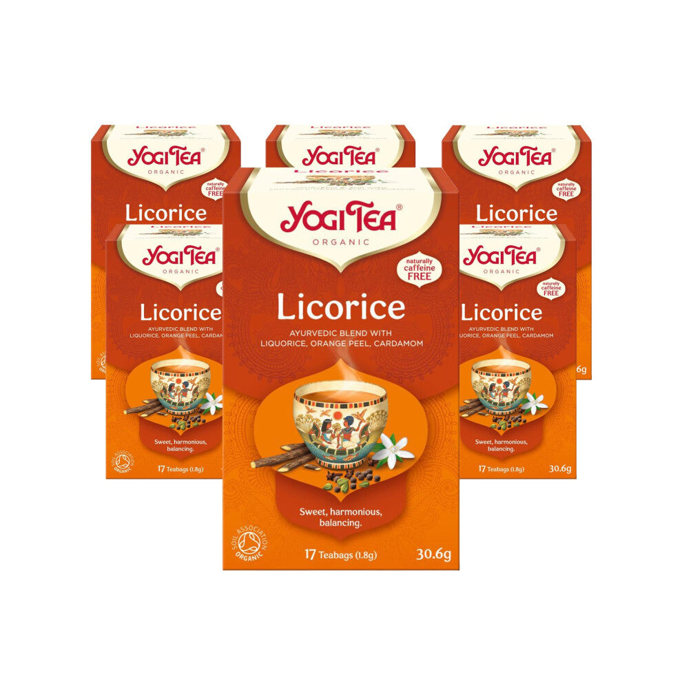 Yogi Tea, Liquorice, Organic Spice and Herbal Tea, Caffeine Free, Blend of Liquorice, Orange Peel and Cardamom, 6 Packs x 17 Tea Bags (102 Teabags