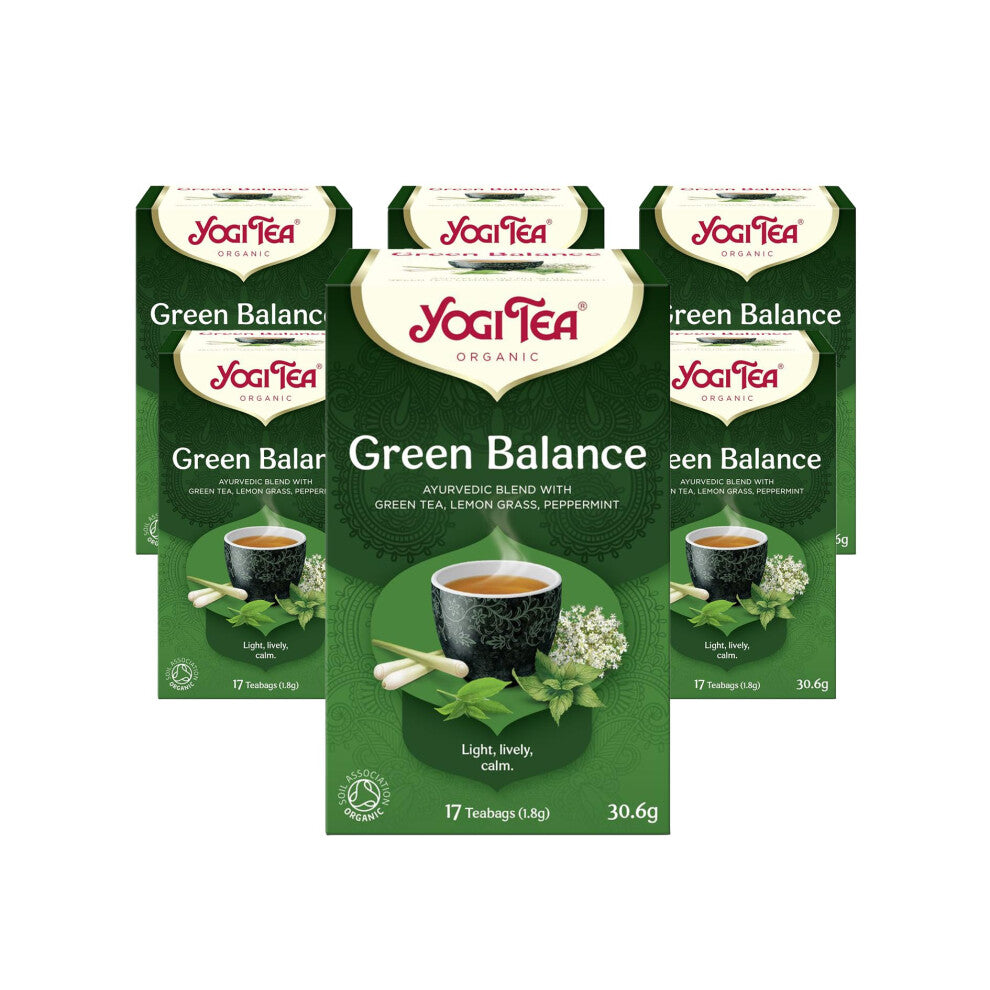 Yogi Tea, Green Balance, Organic Herbal Tea, Blend of Green Tea, Lemongrass and Peppermint, 6 Packs x 17 Tea Bags (102 Teabags Total)