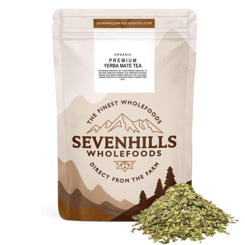 Sevenhills Wholefoods Organic Premium Yerba Mate Green Tea, pure leaf, unsmoked, from Brazil, for natural slow-release energy, 400g, Verde, Erva Mate,