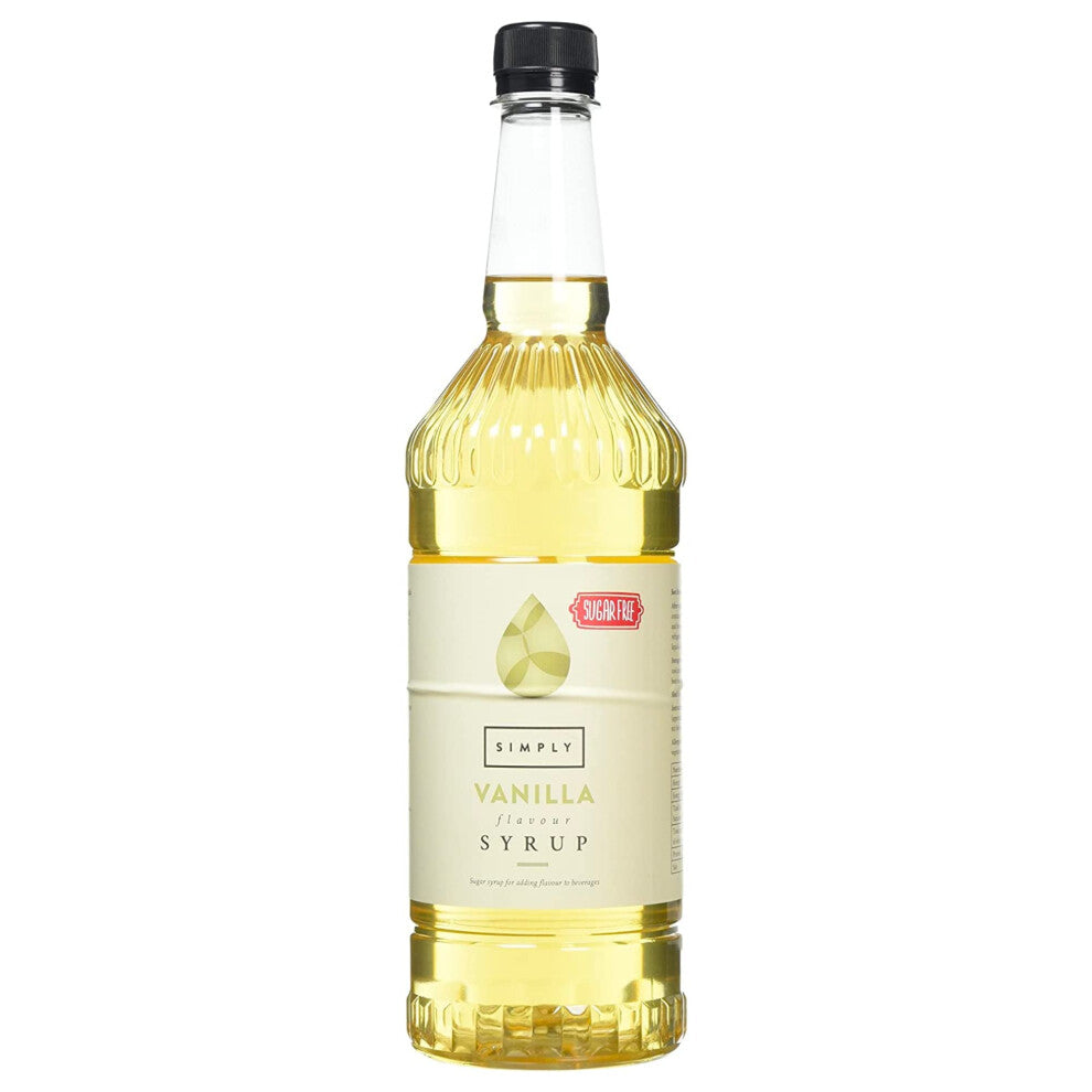 Simply Sugar Free Vanilla Syrup, Low Calorie, Vegan & Nut Free Flavoured Syrup for Coffee, Cocktails & Baking (1 Litre)