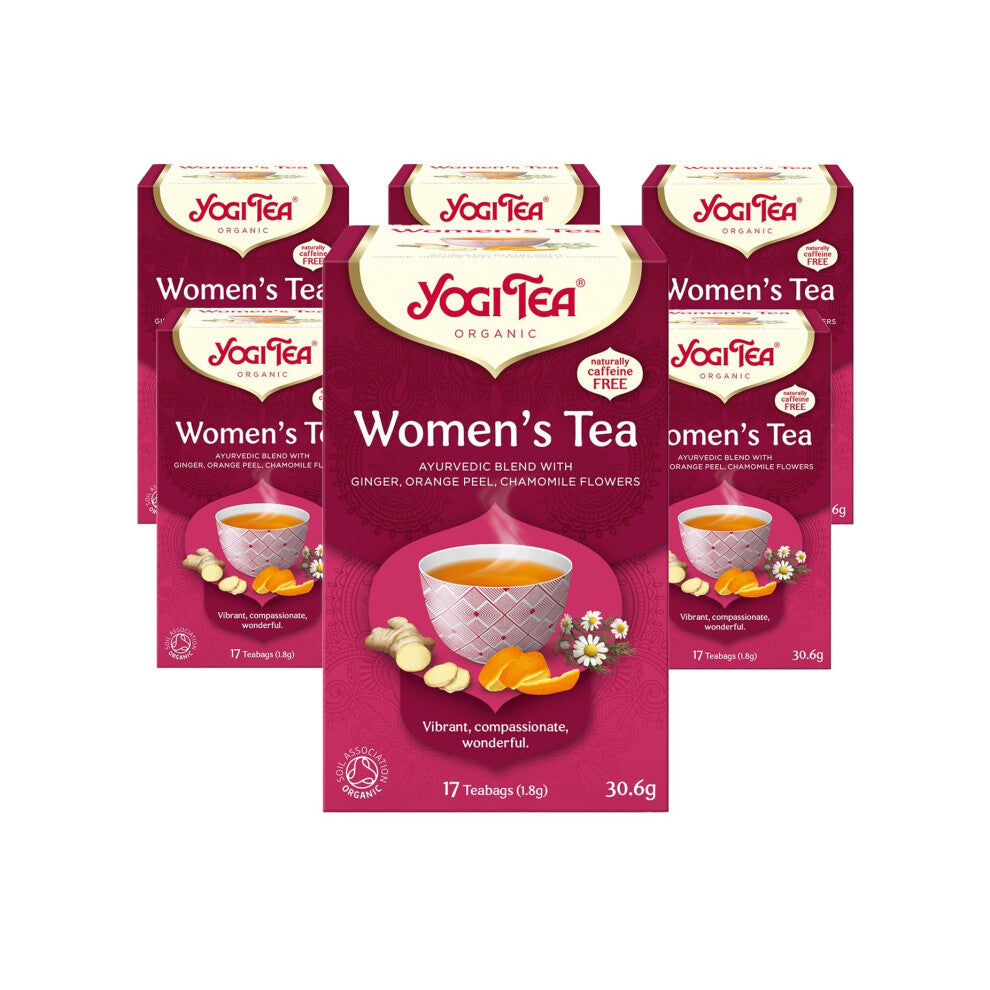 Yogi Tea, Women's Tea, Organic Herbal Tea, Naturally Caffeine Free, Blend of Ginger, Orange Peel and Chamomile Flowers, 6 Packs x 17 Tea Bags (102