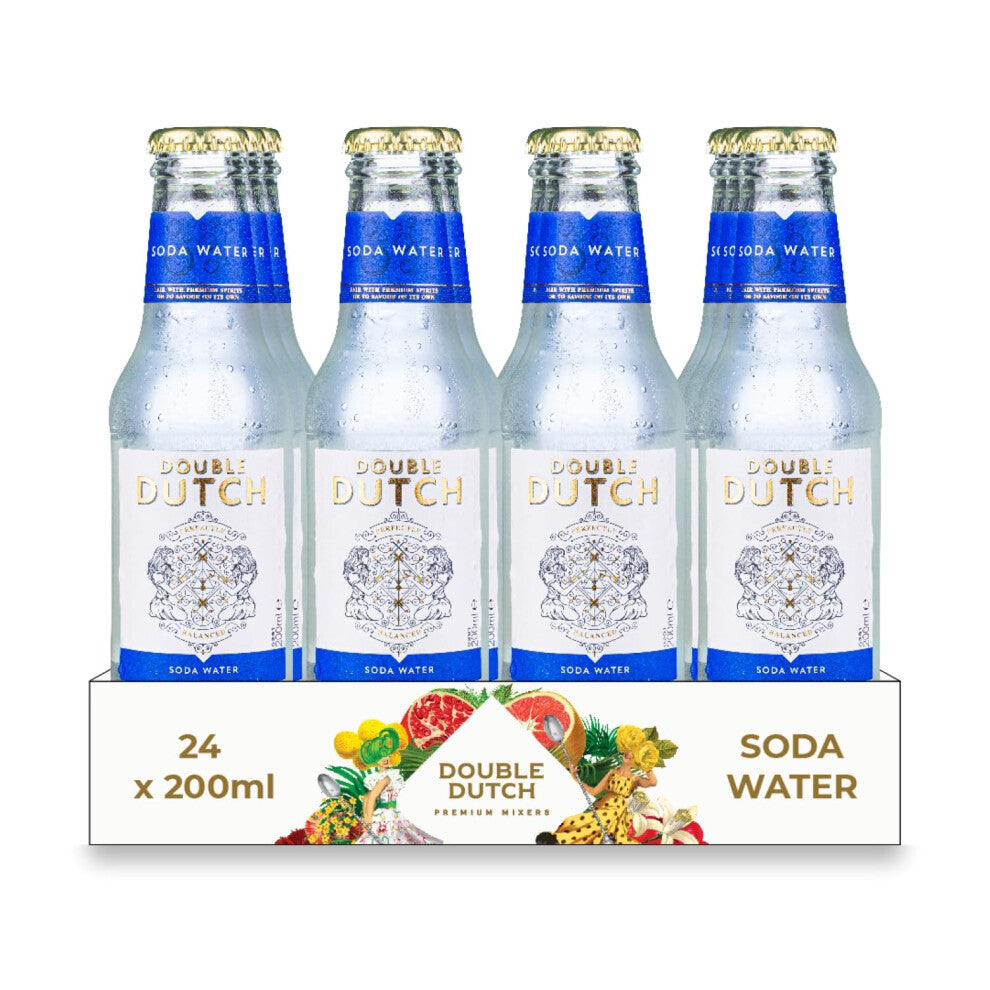 DOUBLE DUTCH Soda Water (24 x 200ml Bottles) - Low Calorie, Diet Tonic Water for Gin and Cocktails |Gluten Free and Vegan Friendly Soft Drink Perfect